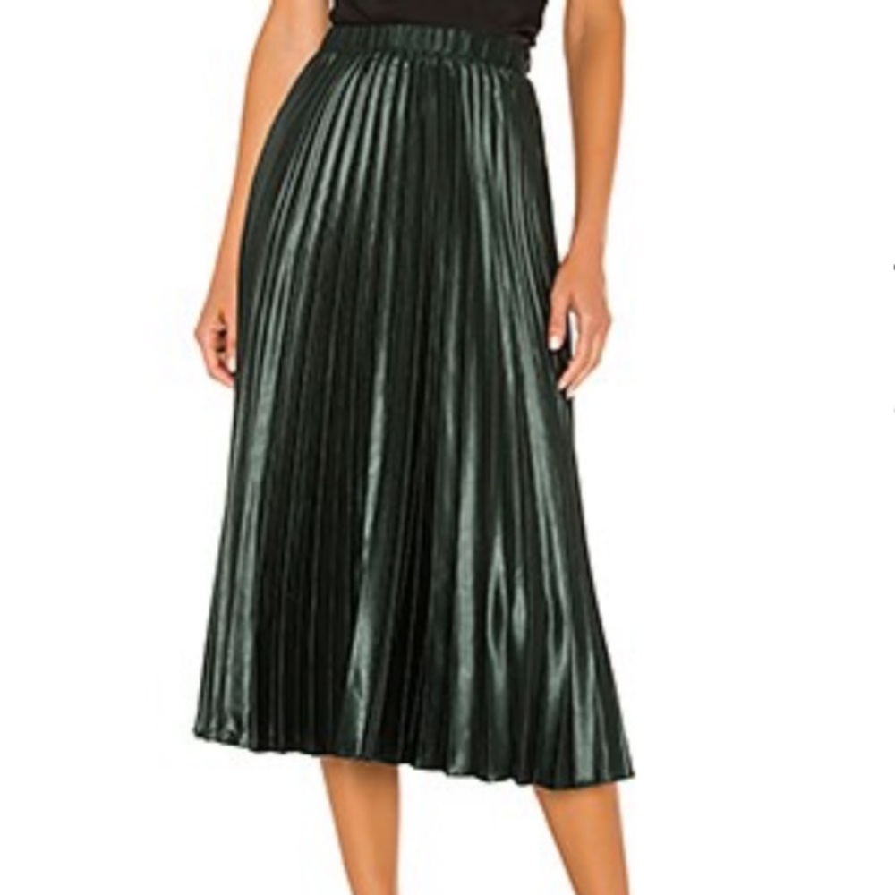 1.State Matte Satin Pleated Midi Skirt